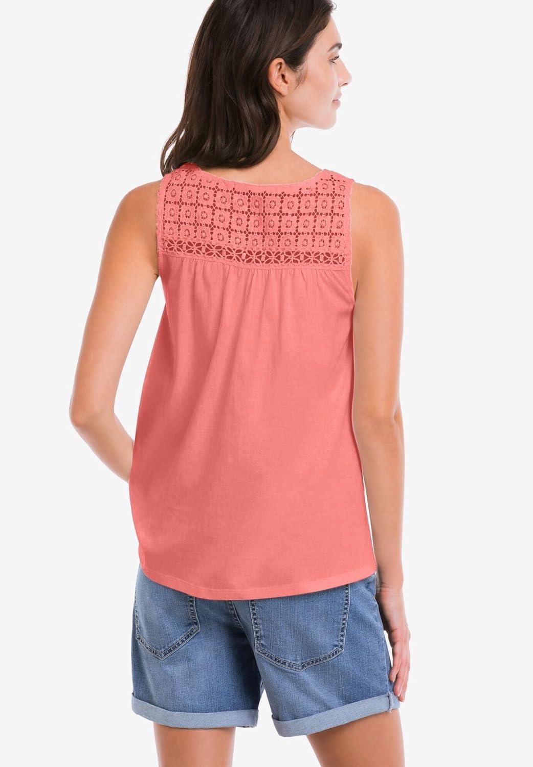 image:imageellos Plus Size Crochet Lace TankSweet Coral