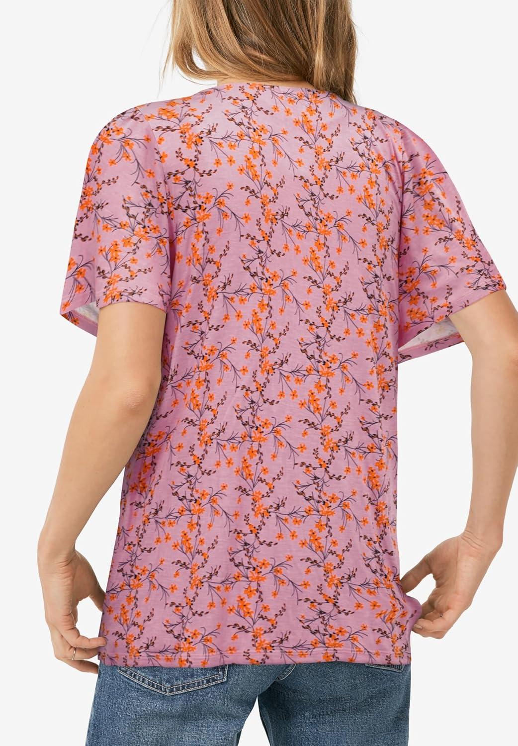 image:imageellos Plus Size Flutter Sleeve TeeDusty Pink Floral