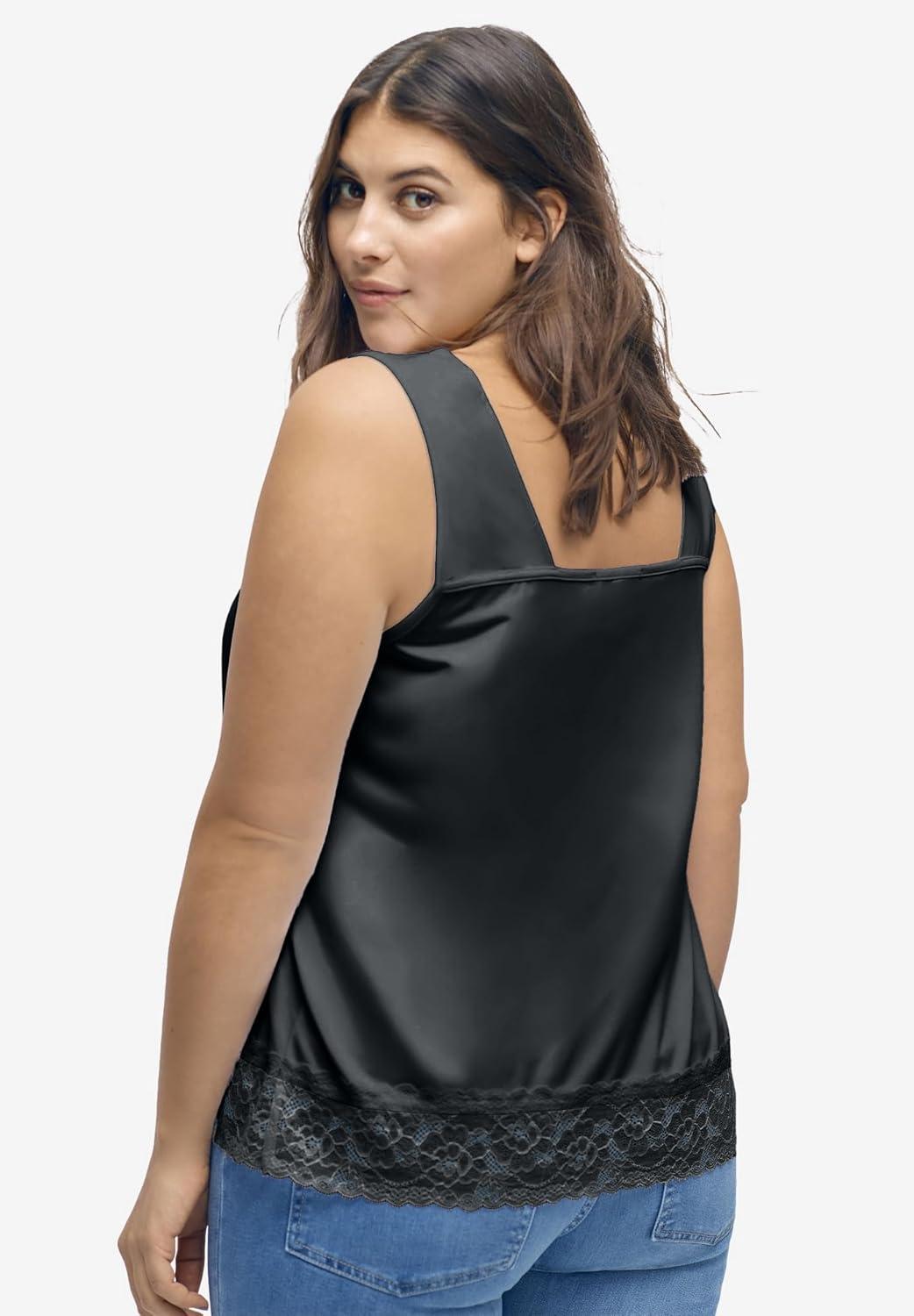 image:imageellos Plus Size LaceTrim TankBlack