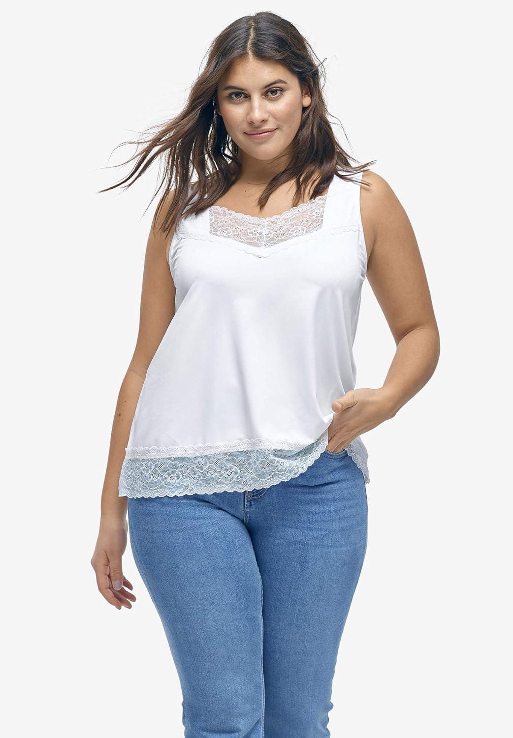 image:imageellos Plus Size LaceTrim TankBlack