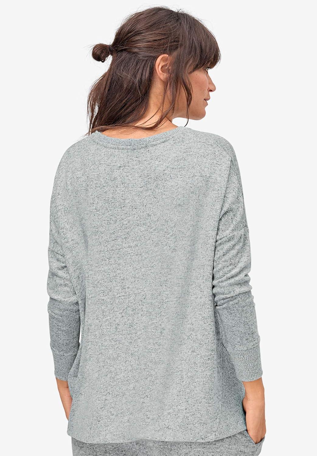 image:imageellos Plus Size Marled Boxy Lounge Top 1416 Marled Grey