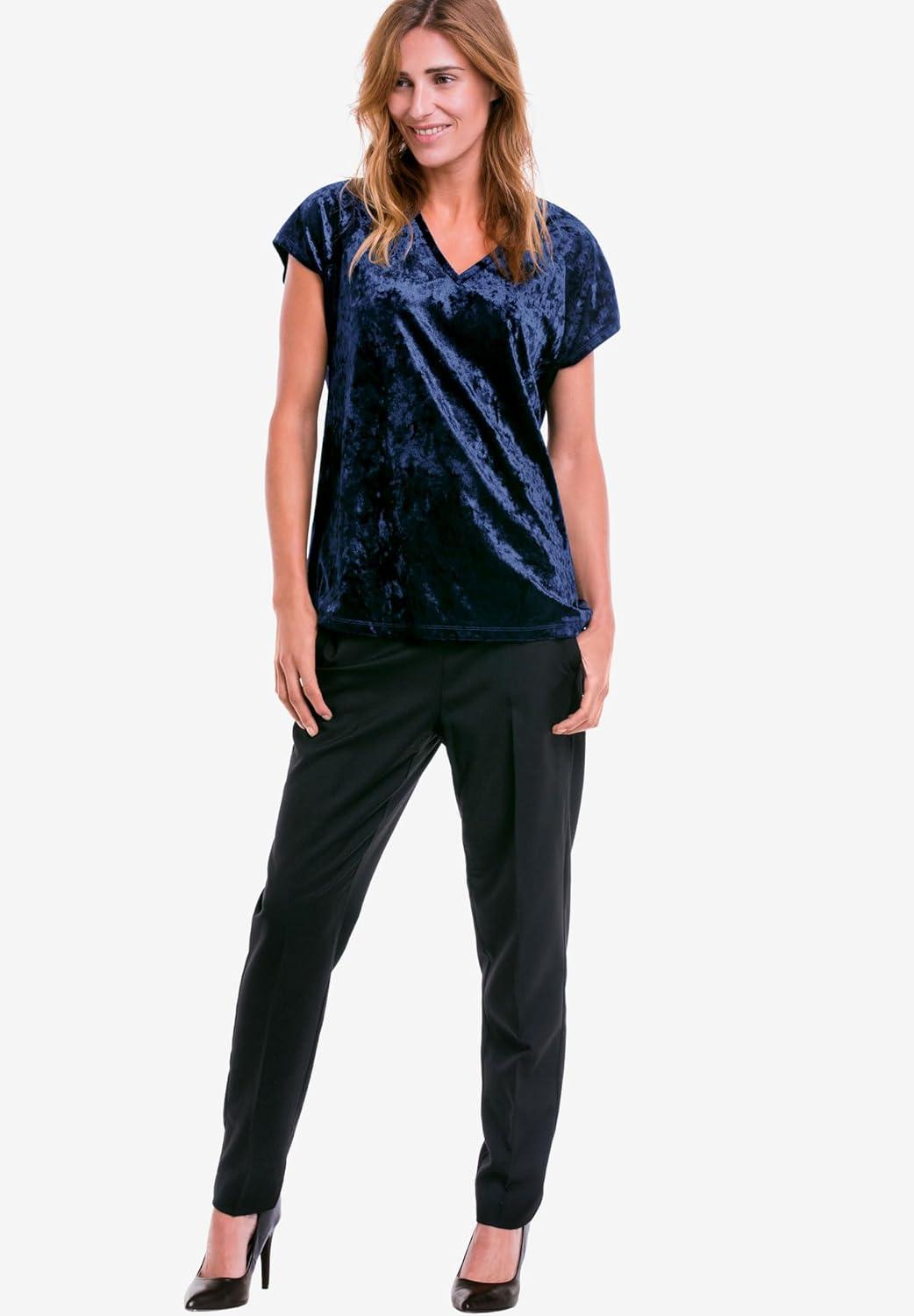 image:imageellos Plus Size Stretch Crushed Velour VNeck Short Sleeve TeeDusty Pink