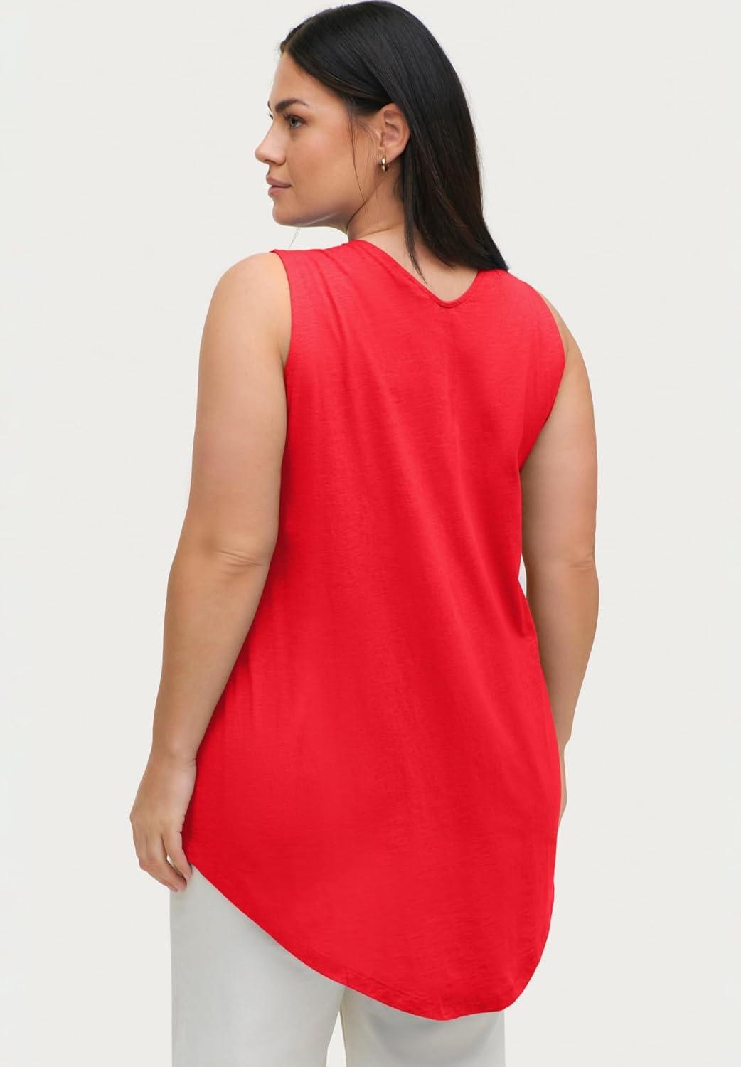 image:imageellos Plus Size Tank Tunic With Inverted PleatHot Red