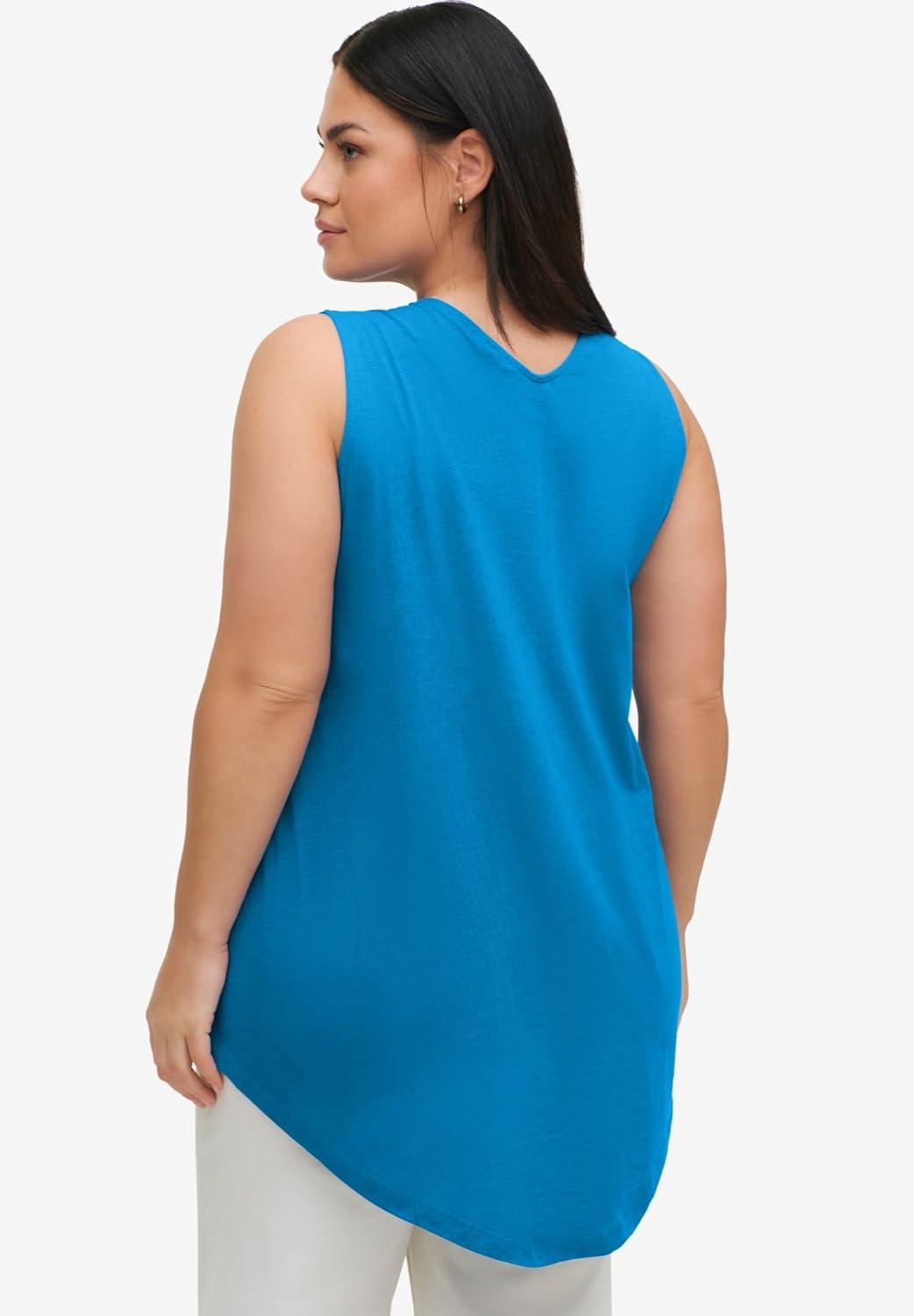 image:imageellos Plus Size Tank Tunic With Inverted PleatIris Blue