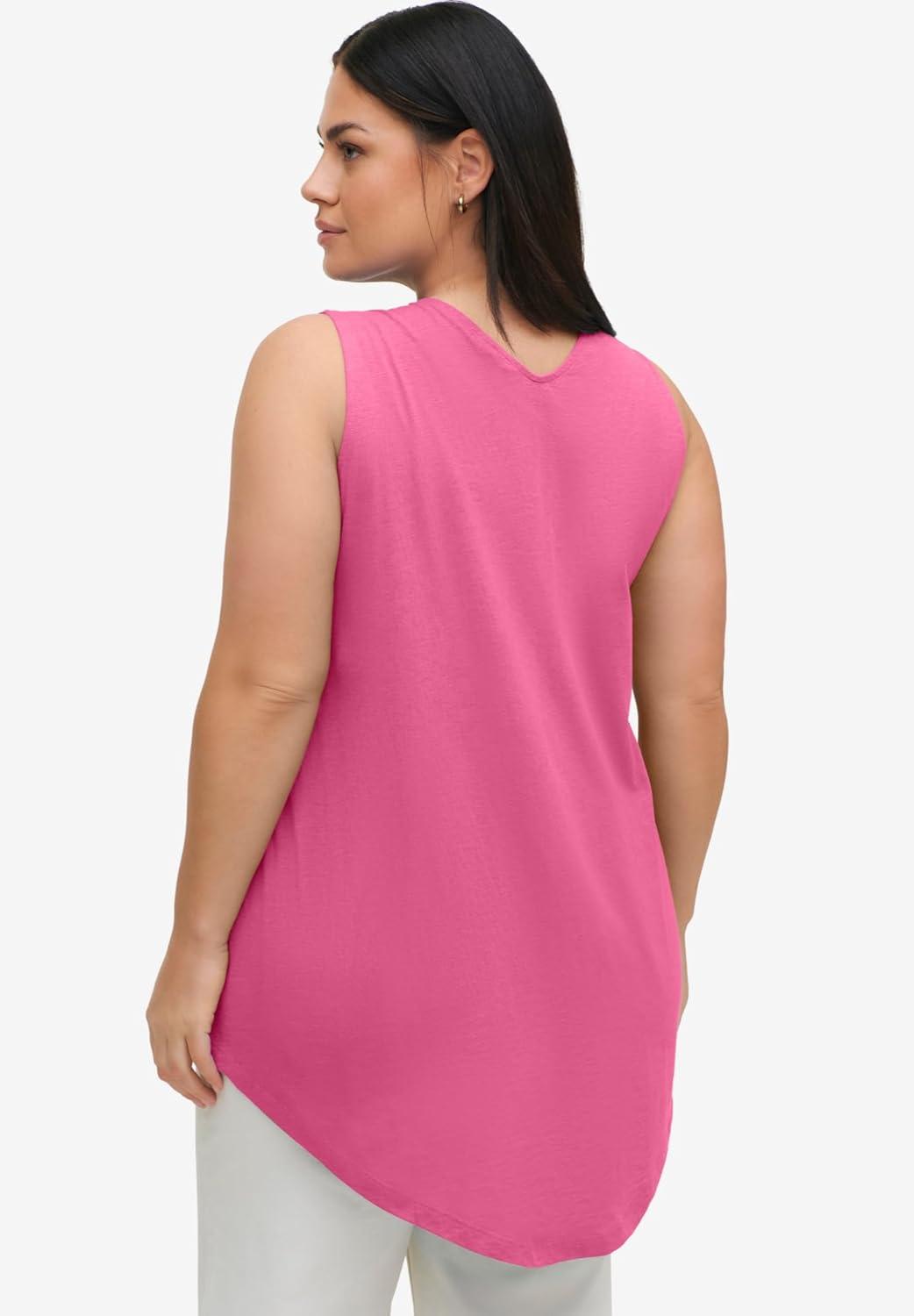 image:imageellos Plus Size Tank Tunic With Inverted PleatPink Bloom