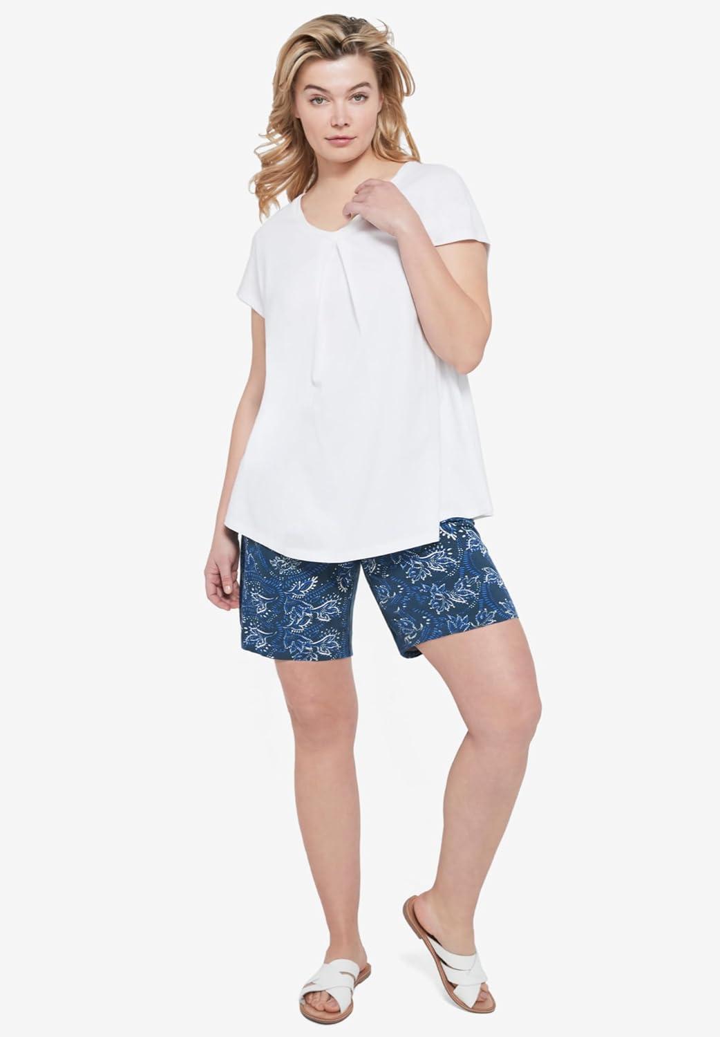 image:imageellos Plus Size Twisted VNeck TeeLight Peach Floral