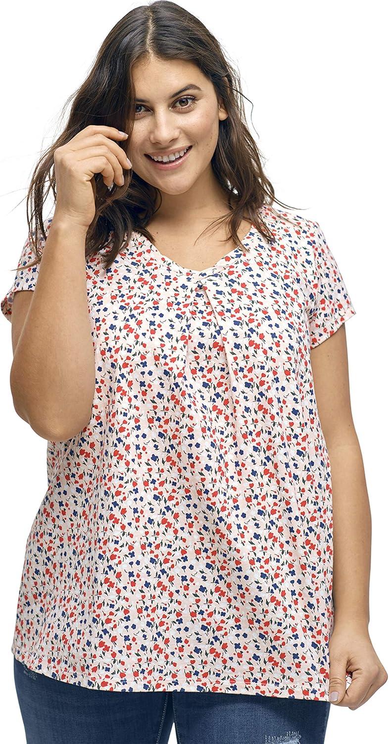 image:imageellos Plus Size Twisted VNeck TeeLight Peach Floral