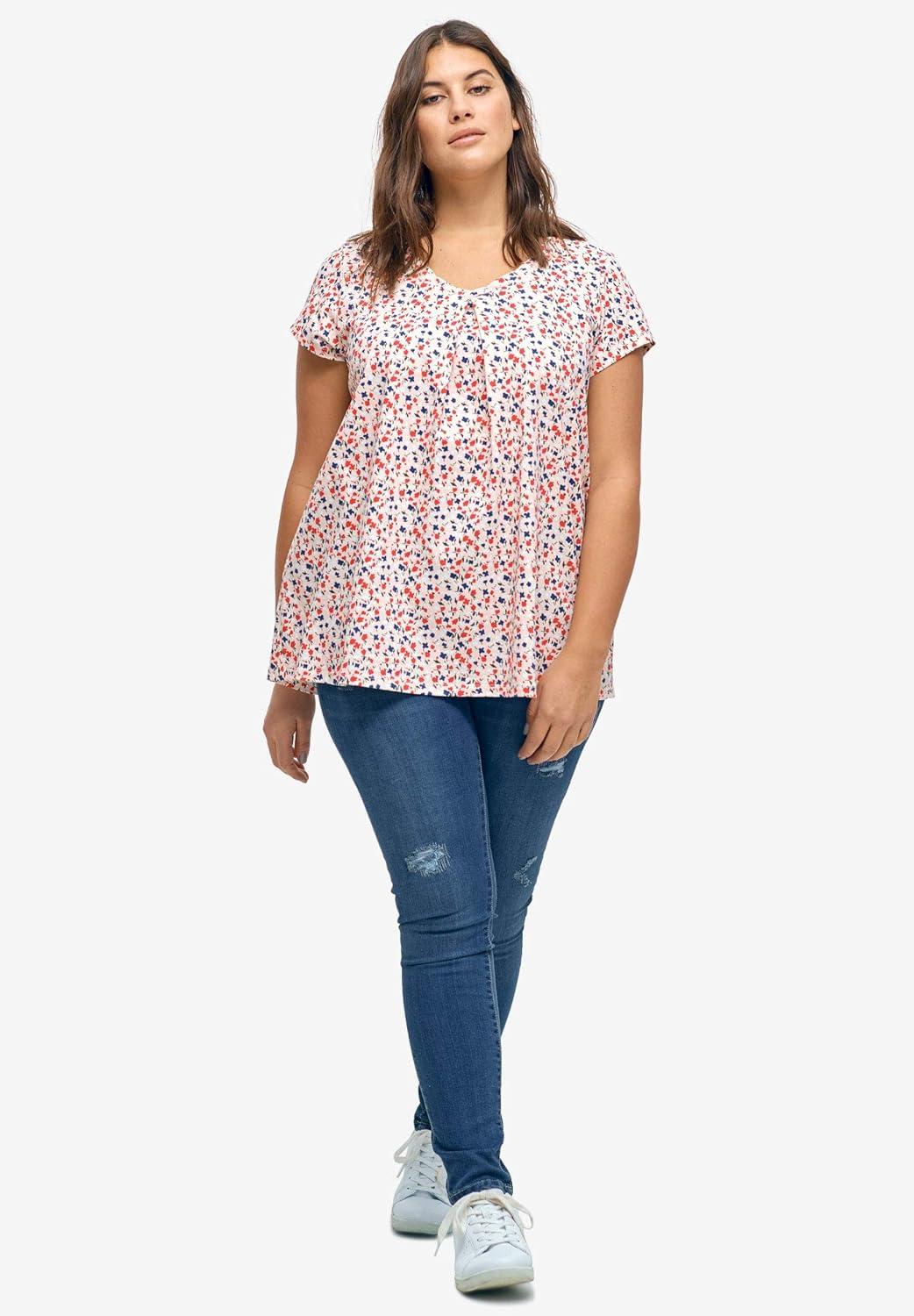 image:imageellos Plus Size Twisted VNeck TeeLight Peach Floral