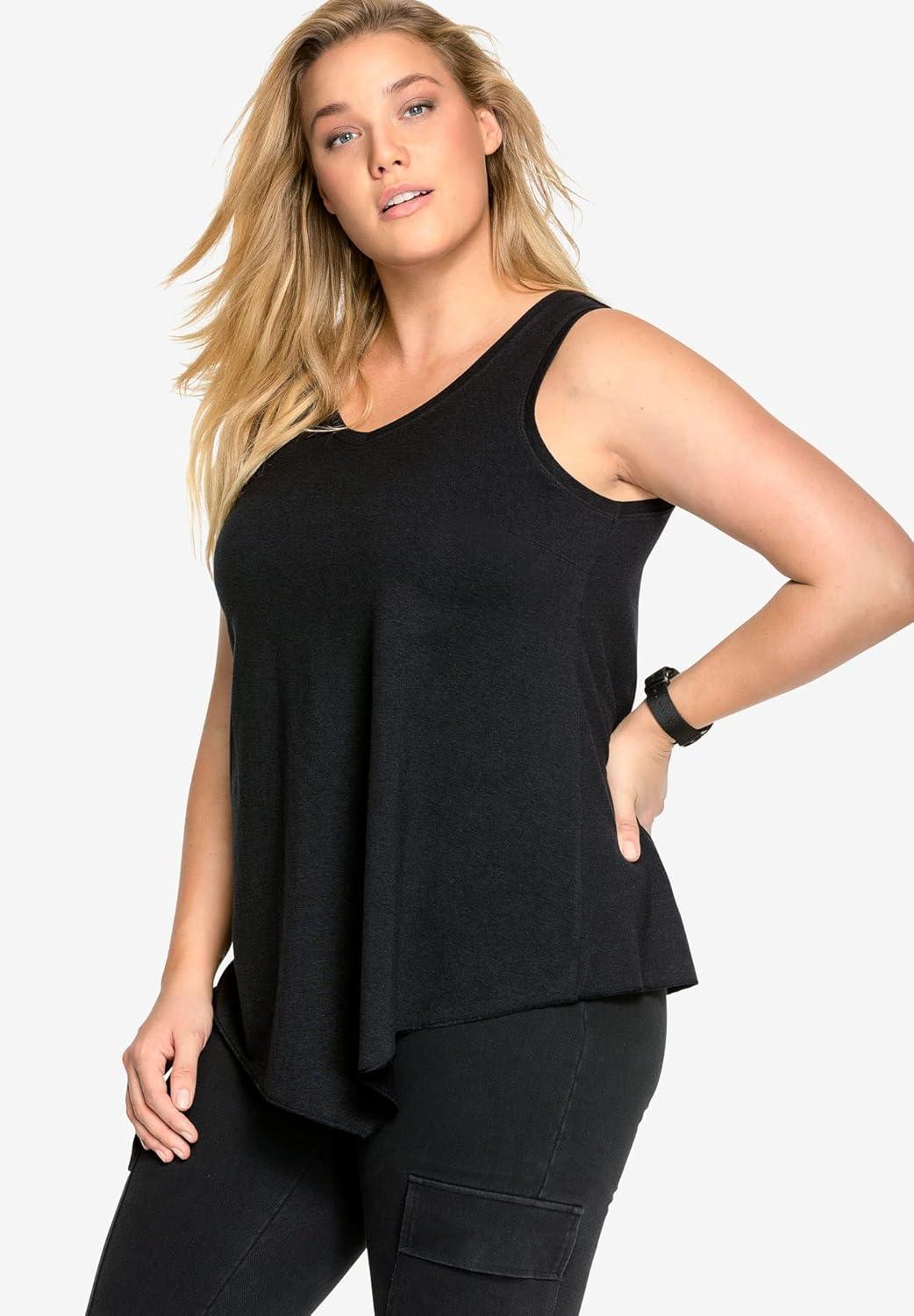 image:imageellos Plus Size VNeck Pointed Front TankMisty Rose