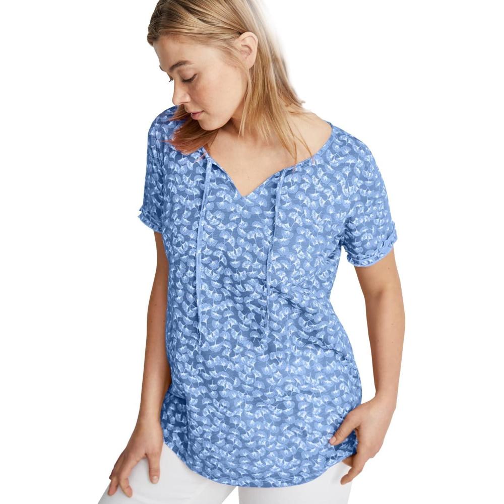 image:imageellos Plus Size Keyhole TeeFrench Blue White Print