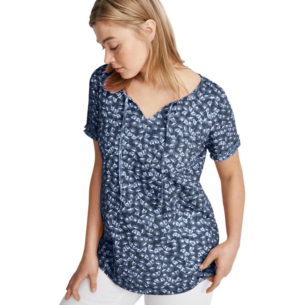 image:imageellos Plus Size Keyhole TeeNavy White Print