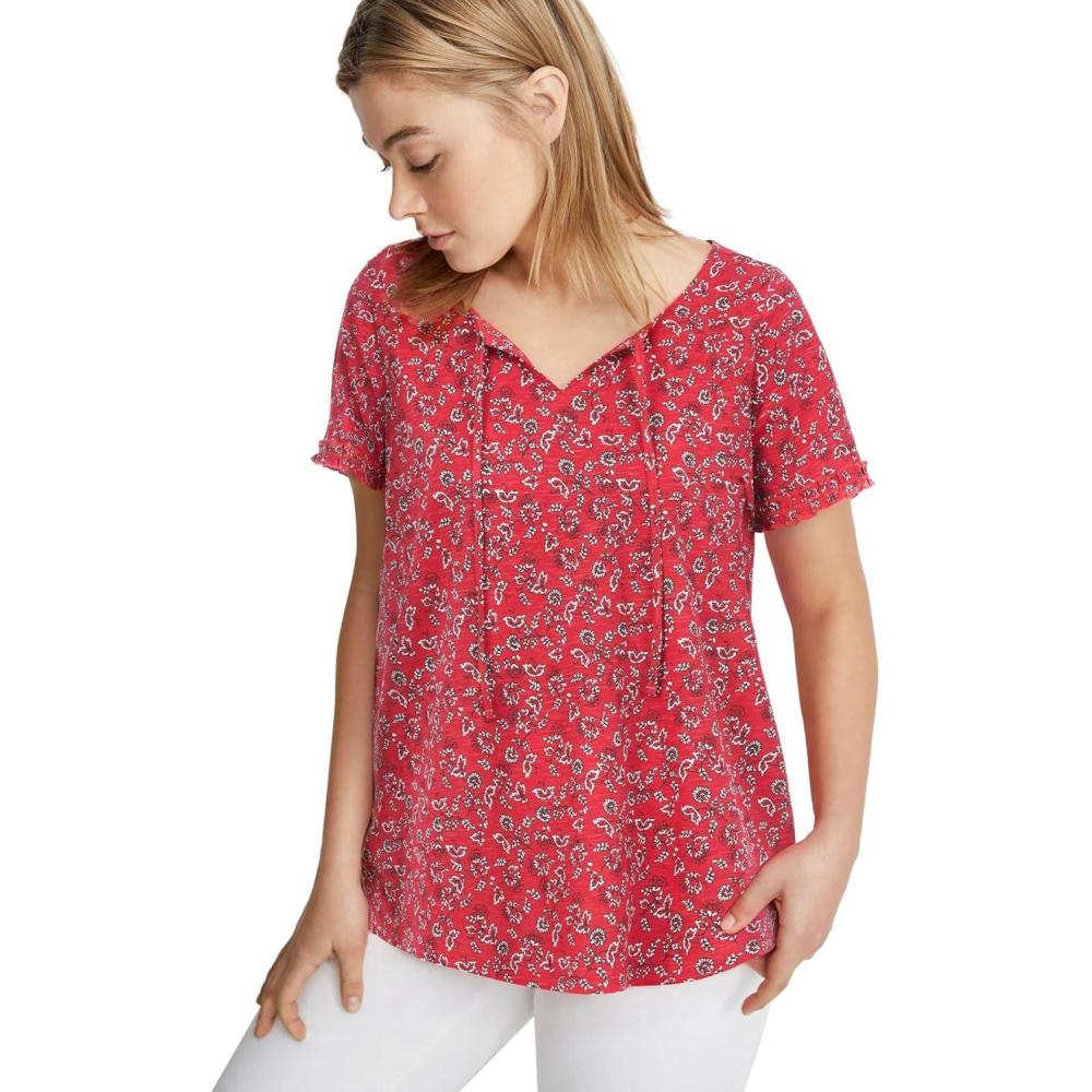 image:imageellos Plus Size Keyhole TeeRadiant Red Floral