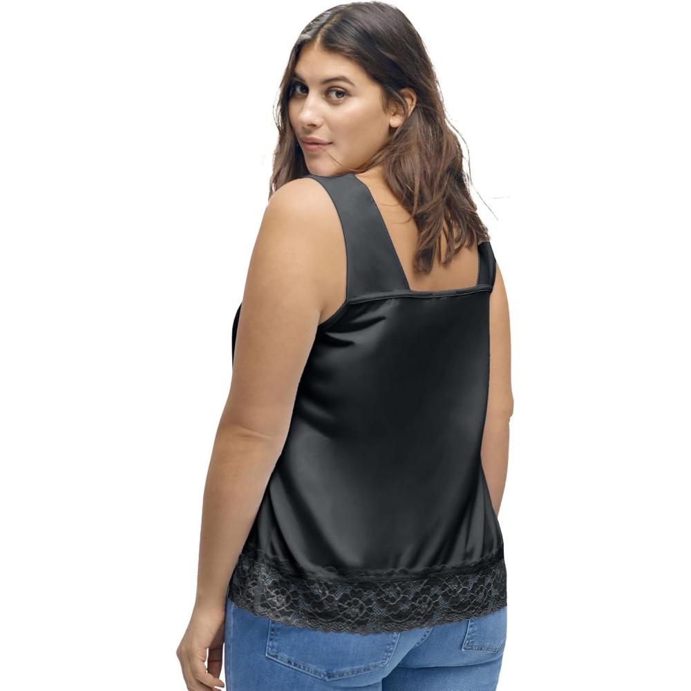 image:imageellos Plus Size LaceTrim TankBlack