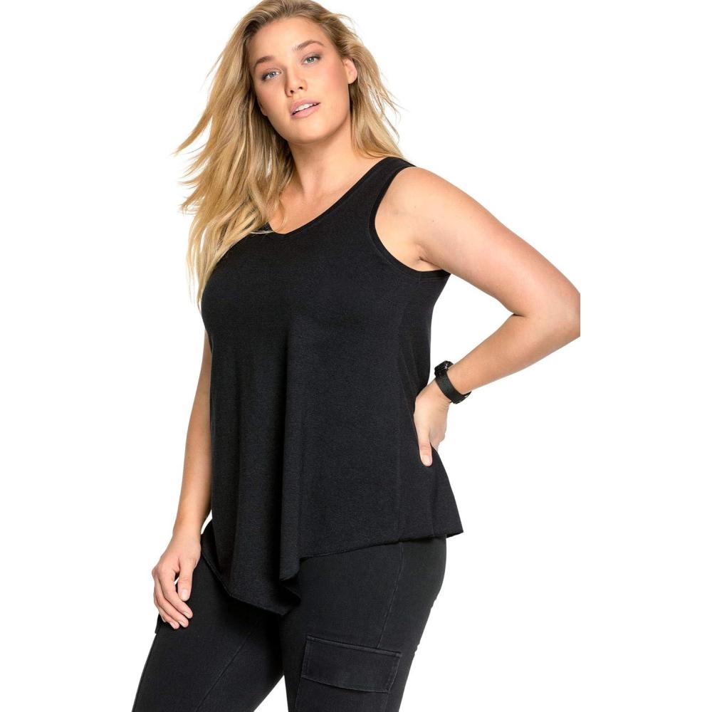 image:imageellos Plus Size VNeck Pointed Front TankBlack