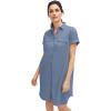 image:imageellos Plus Size Button Front Linen ShirtdressPale Indigo