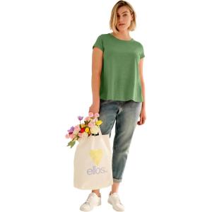 ellos Plus Size Cotton Jersey Slub Cap Sleeve Trapeze Tee(Olive Drab)
