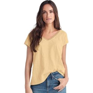 ellos Plus Size Crochet Trim Tee(Dusty Maize)