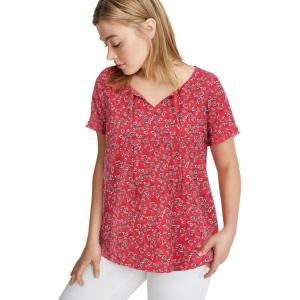 ellos Plus Size Keyhole Tee(Radiant Red Floral)