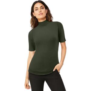 ellos Plus Size Mock Neck Tee(Deep Olive)