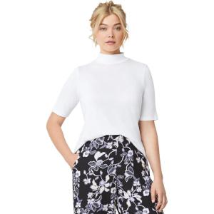 ellos Plus Size Mock Neck Tee(White)