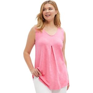 ellos Plus Size Tank Tunic With Inverted Pleat(Pink Bloom)