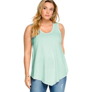 ellos Plus Size V-Neck Pointed Front Tank(Antique Mint)