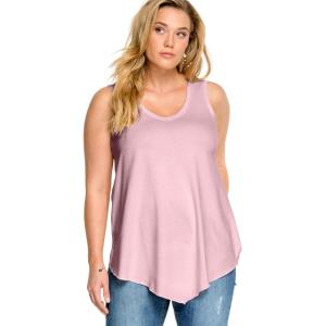 ellos Plus Size V-Neck Pointed Front Tank(Misty Rose)