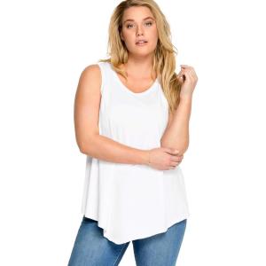 ellos Plus Size V-Neck Pointed Front Tank(White)