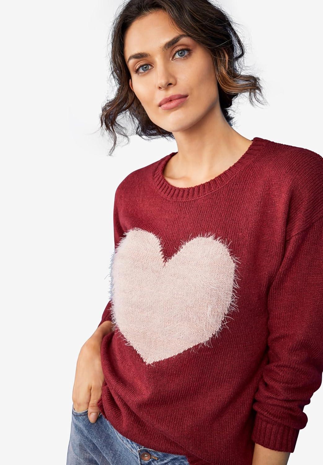 image:imageellos Plus Size Love SweaterIvory Black Bow