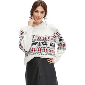 ellos Plus Size Fair Isle Mock Neck Sweater(Ivory)
