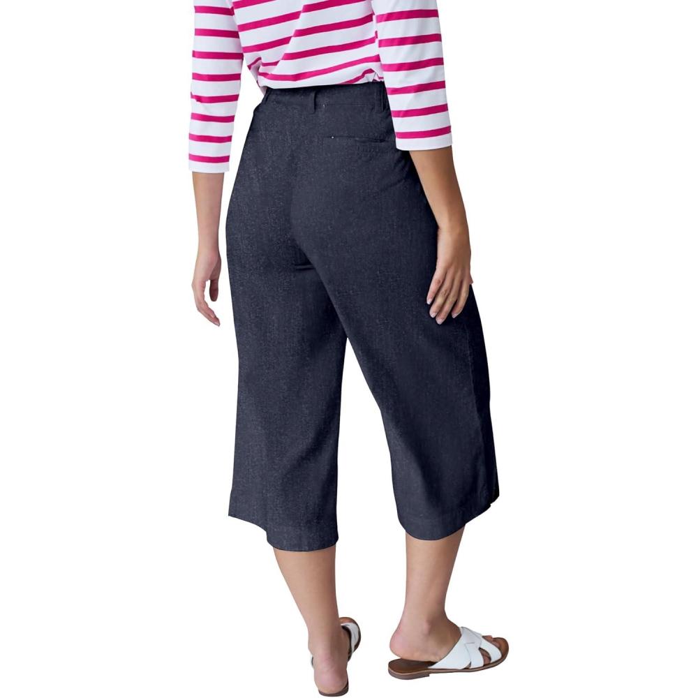 image:imageellos Plus Size Lightweight WideLeg Crop MidRise Elastic Waist JeansIndigo