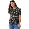 image:imageellos Plus Size Sleeve Peplum Hem BlouseBlack Ivory Floral