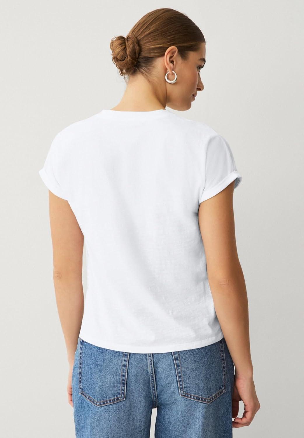 image:imageellos Plus Size Crew Neck Tee with Rolled CuffsWhite