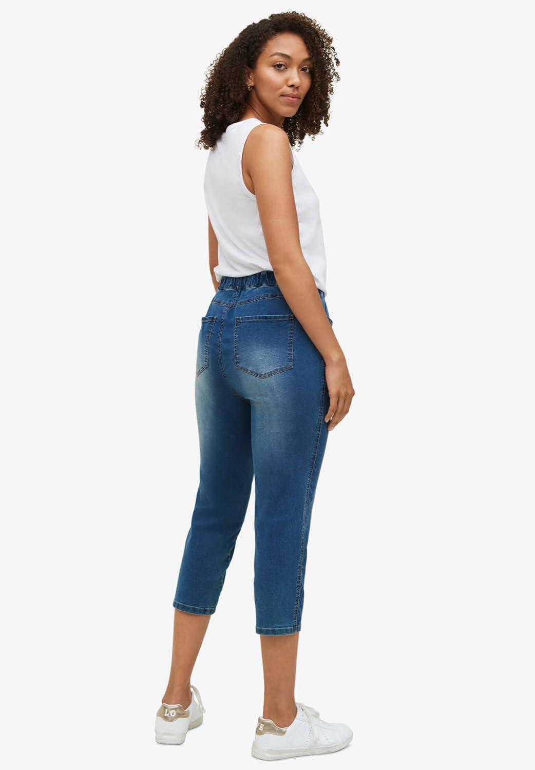 image:imageellos Plus Size MidRise Stretch Capri JeggingLight Stonewash