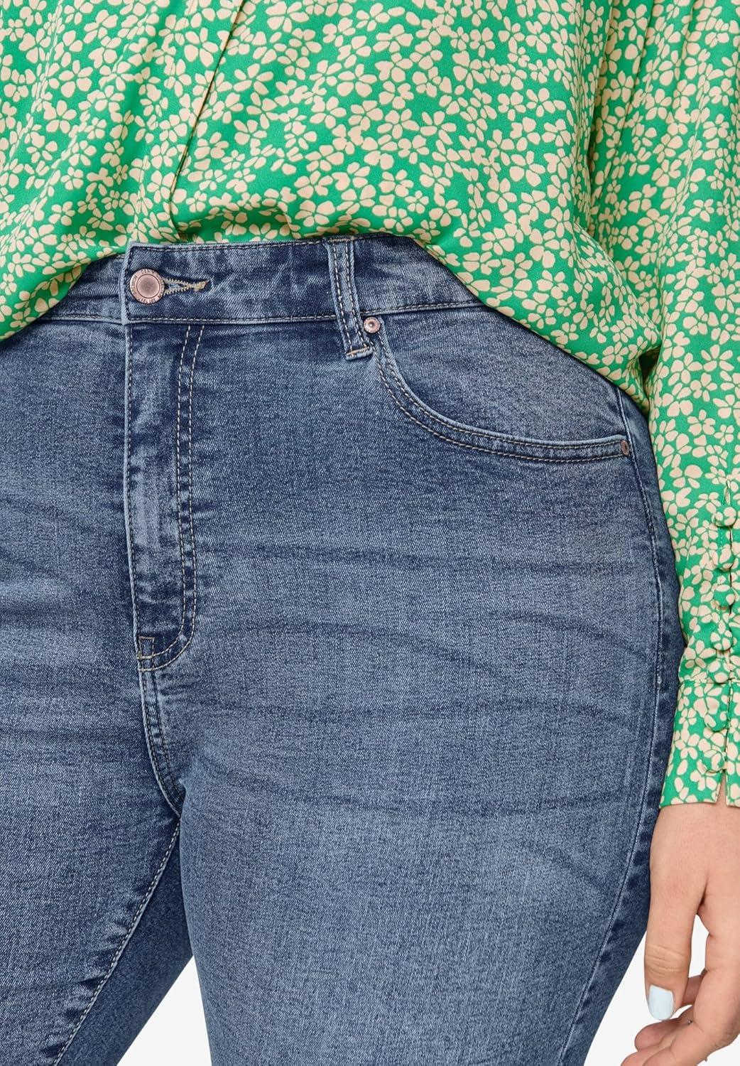 image:imageellos Plus Size Slim 5Pocket Stretch MidRise Denim CapriMedium Stonewash