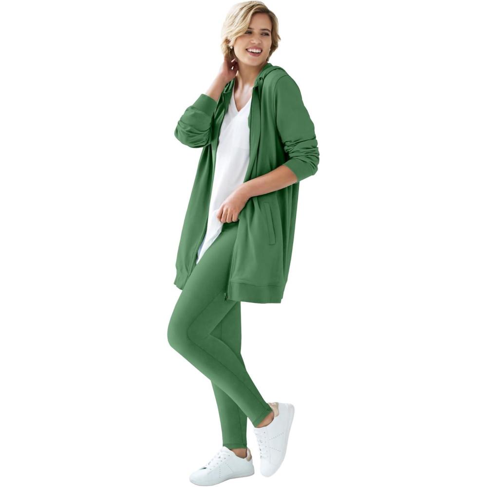 image:imageellos Plus Size Cotton Spandex Full Length LeggingsForest Jade