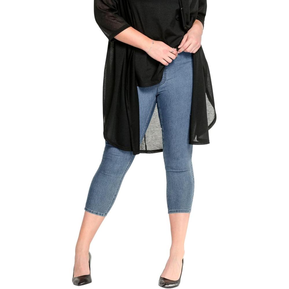 image:imageellos Plus Size MidRise Stretch Capri JeggingLight Stonewash