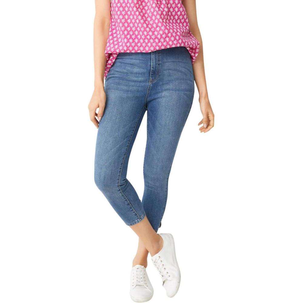 image:imageellos Plus Size Slim 5Pocket Stretch MidRise Denim CapriMedium Stonewash
