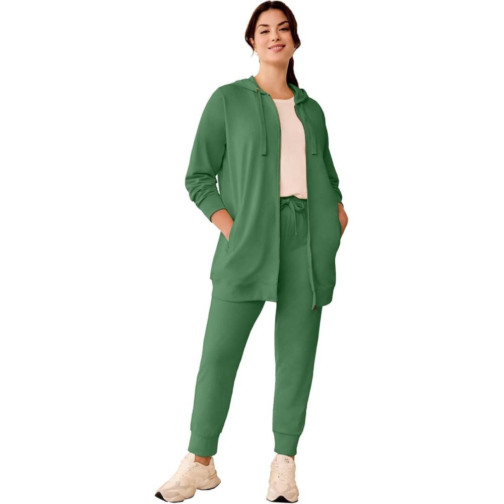 image:imageellos Plus Size Studio French Terry Drawstring Elastic Waistband JoggerForest Jade