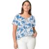 image:imageellos Plus Size Keyhole Peasant BlouseWhite Blue Floral