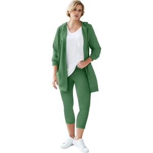 ellos Plus Size Cotton Spandex Capri Length Leggings(Forest Jade)