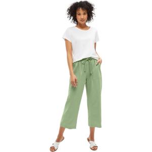 ellos Plus Size Linen-Blend Drawstring Elastic Waist Relaxed Fit Capris(Sage Mist)