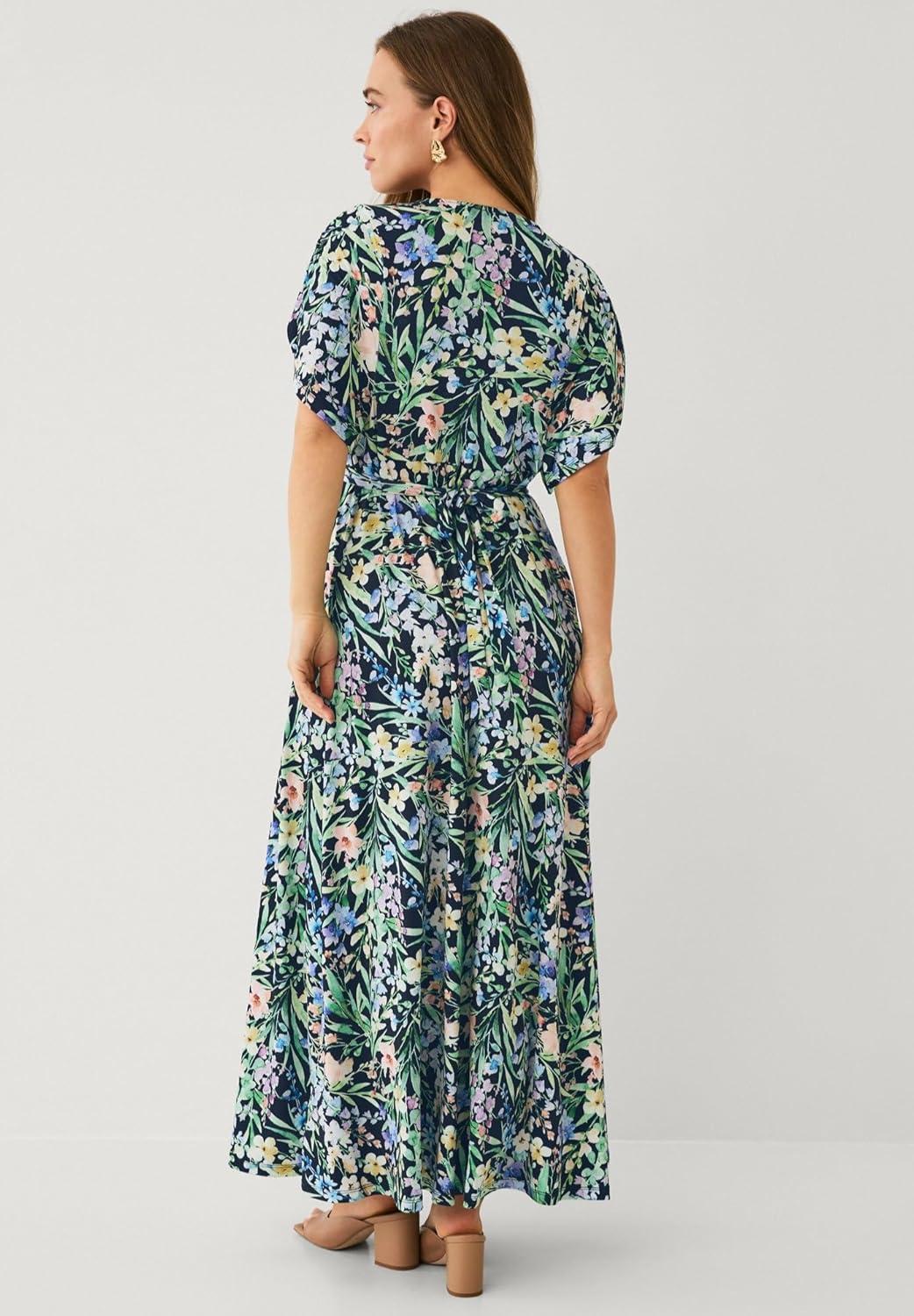 image:imageEllos Plus Size Knit TieBack MaxiBlack Pastel Floral