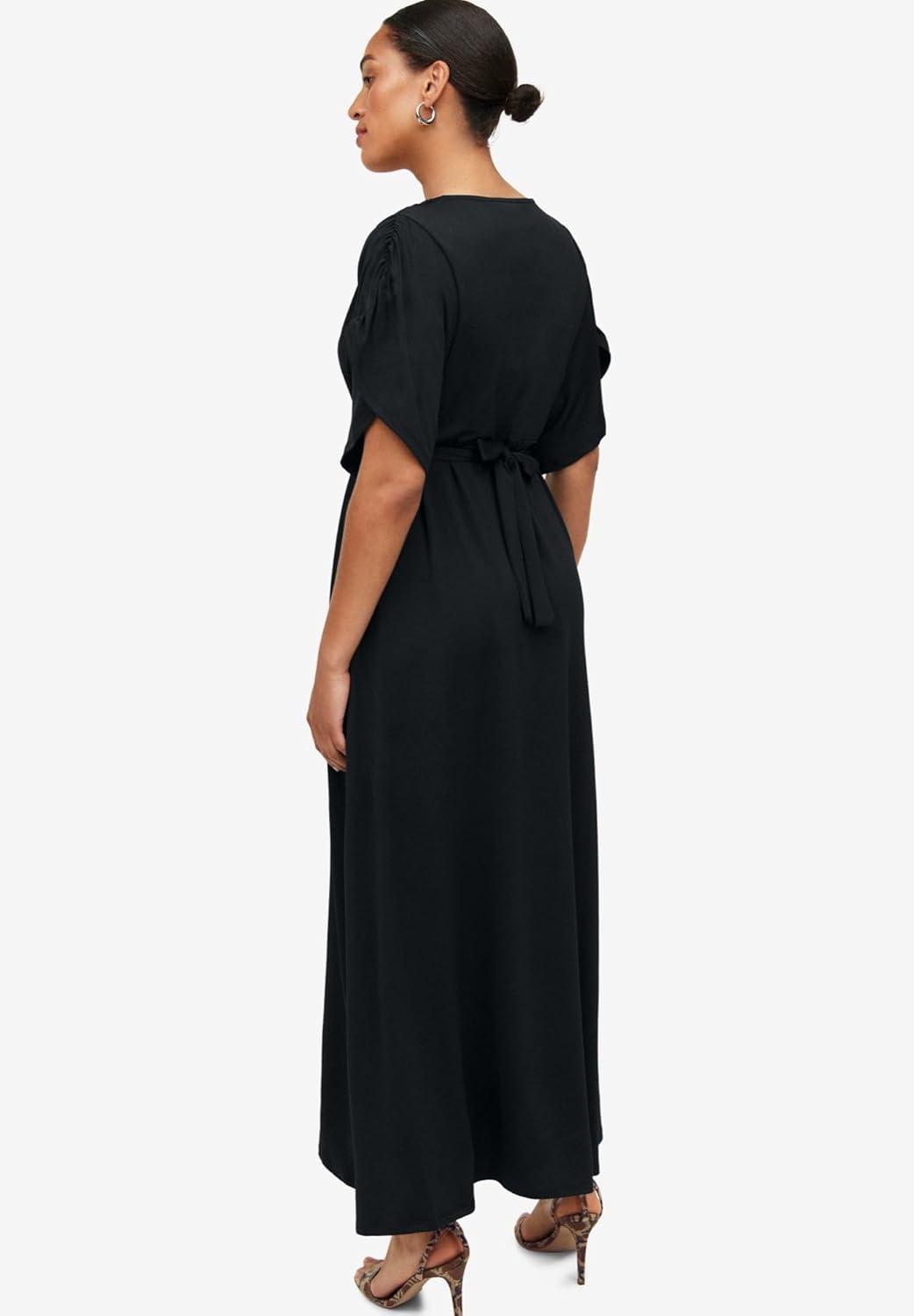 image:imageEllos Plus Size Knit TieBack MaxiBlack Pastel Floral
