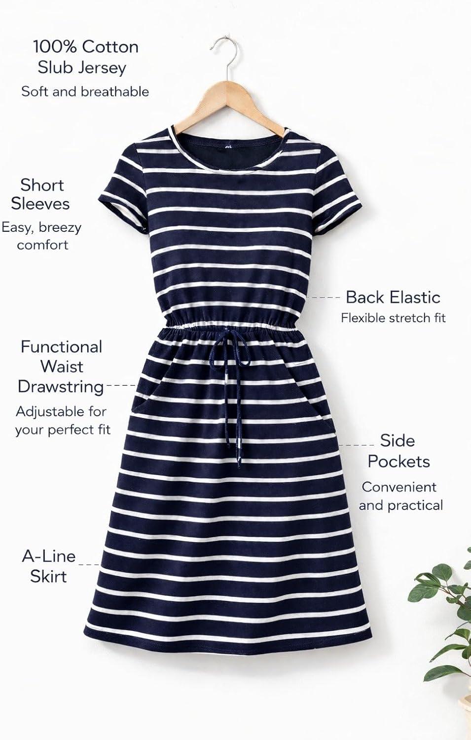 image:imageellos Plus Size Knit Drawstring DressHot Red White Stripe