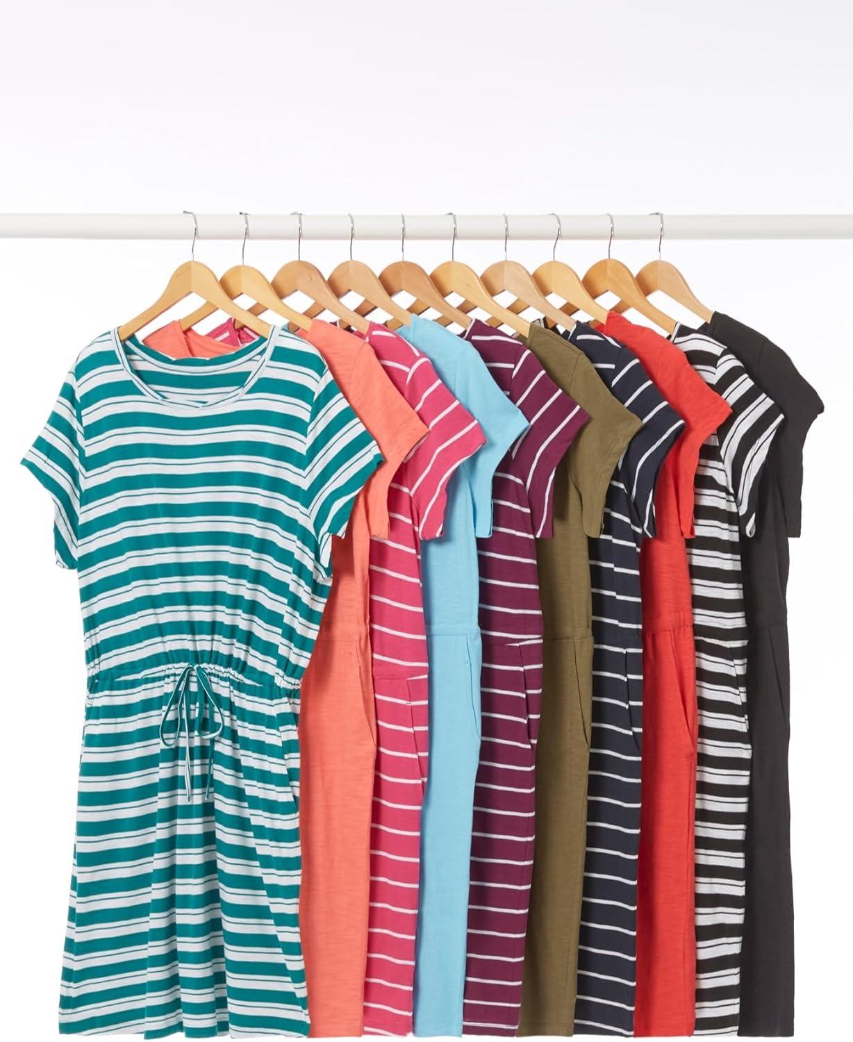 image:imageellos Plus Size Knit Drawstring DressHot Red White Stripe