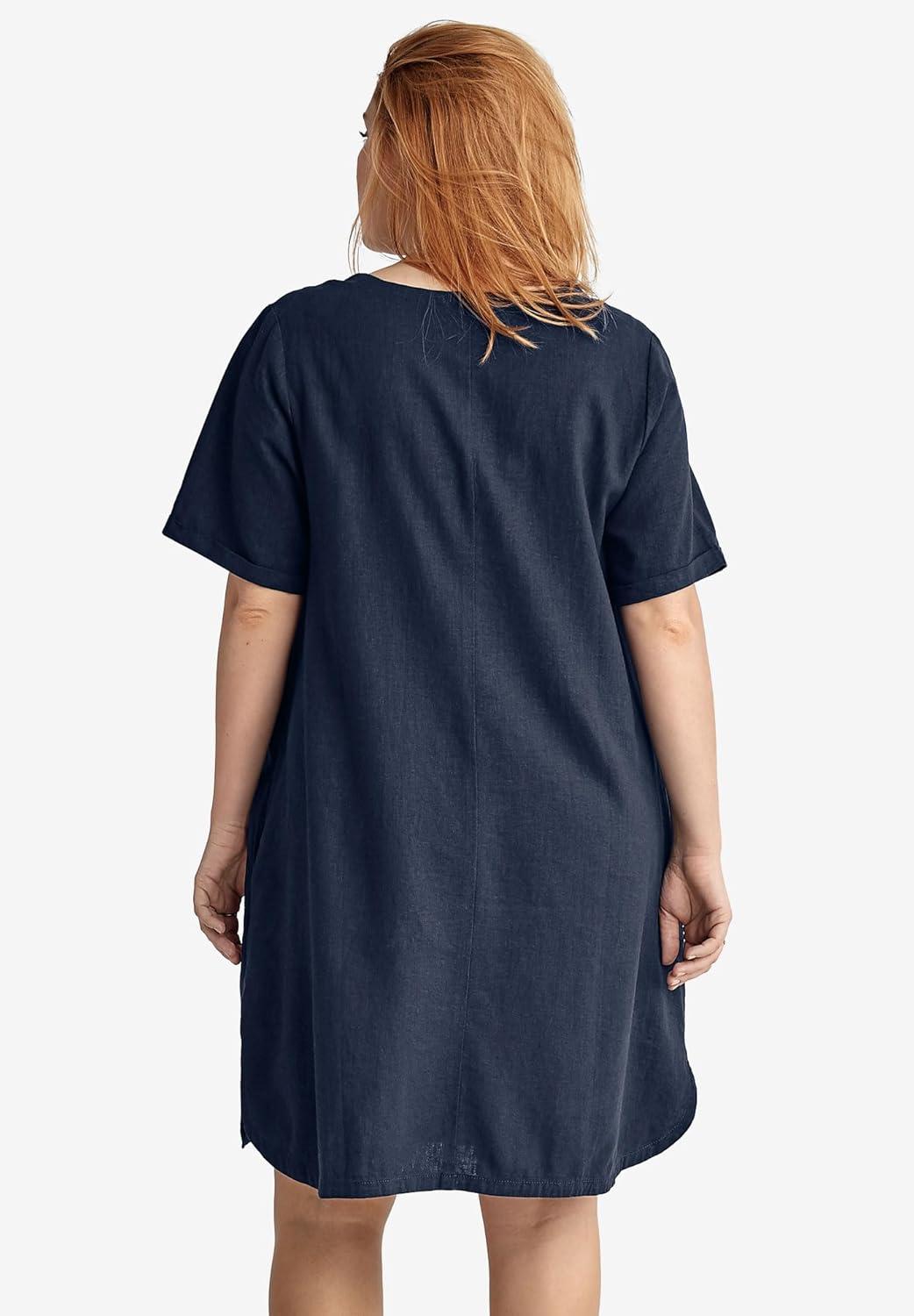 image:imageellos Plus Size LinenBlend ALine DressNavy