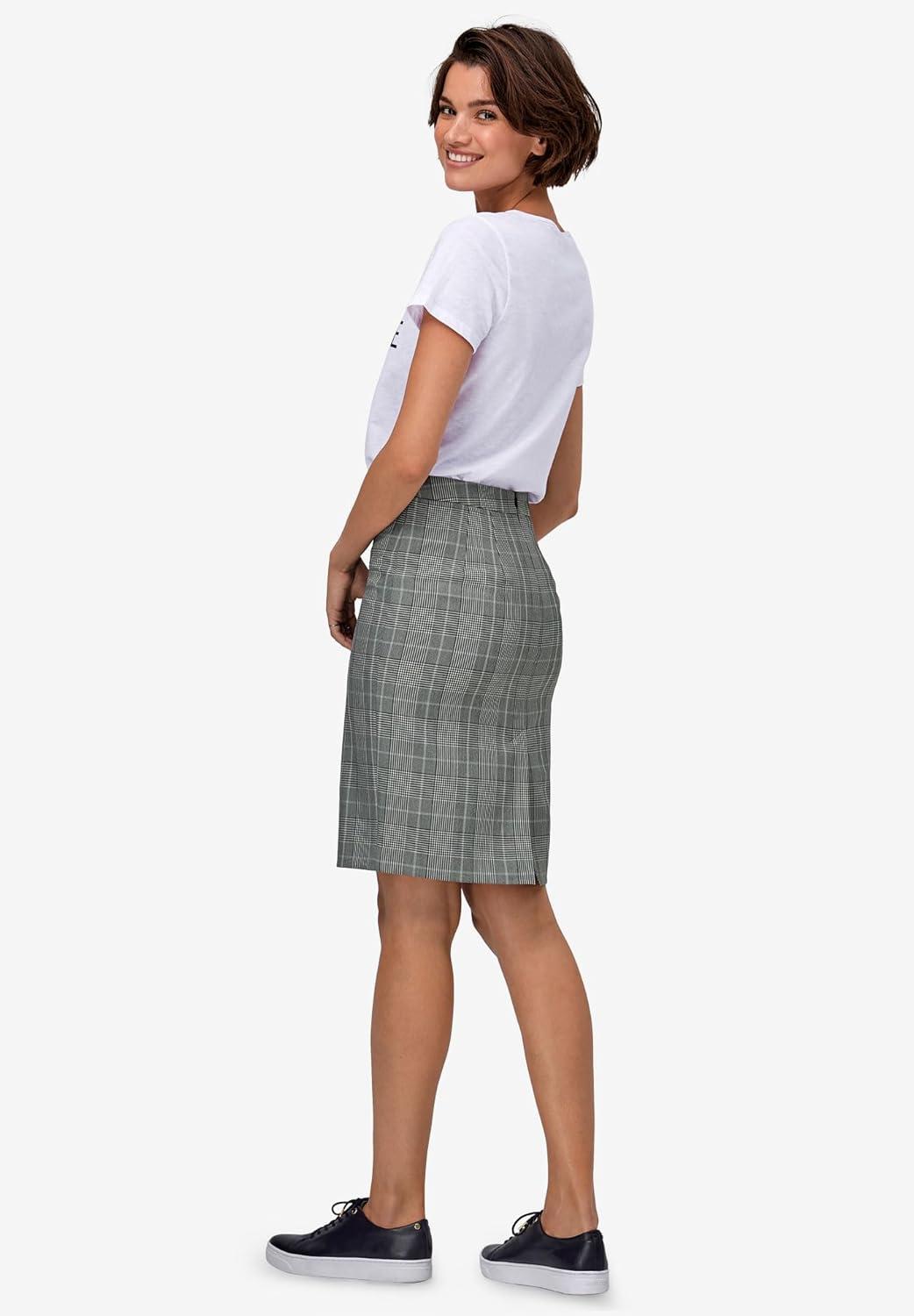 image:imageellos Plus Size Pencil SkirtBlack White Plaid