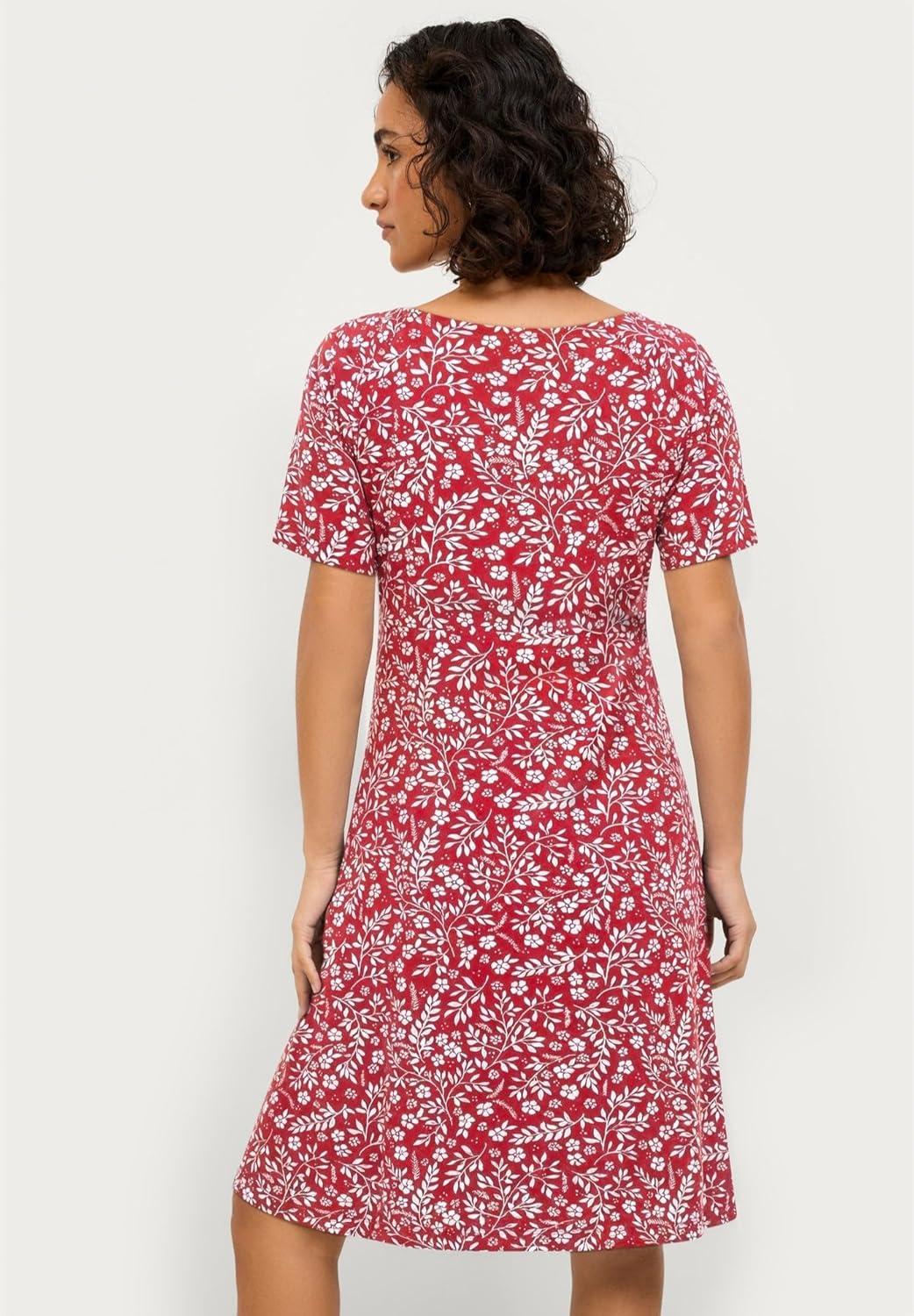 image:imageellos Plus Size Short Sleeve Fit amp Flare Knit DressChili Red Vine Floral