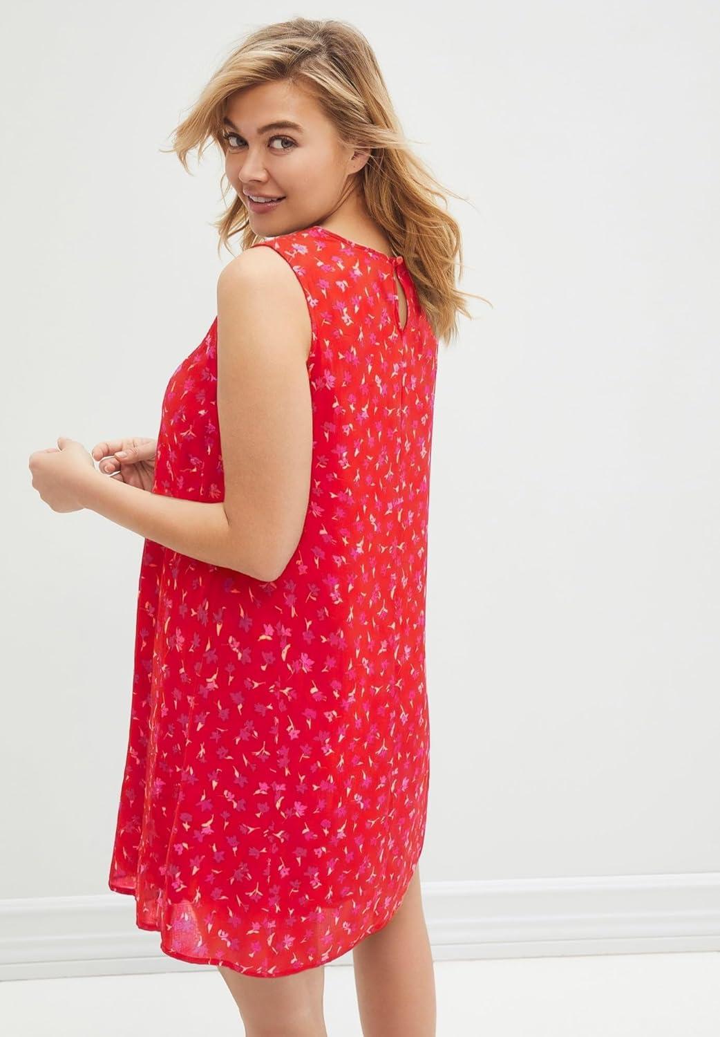 image:imageellos Plus Size Sleeveless Shift DressHot Red Floral